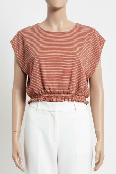 Coral with White Stripes Balloon Top