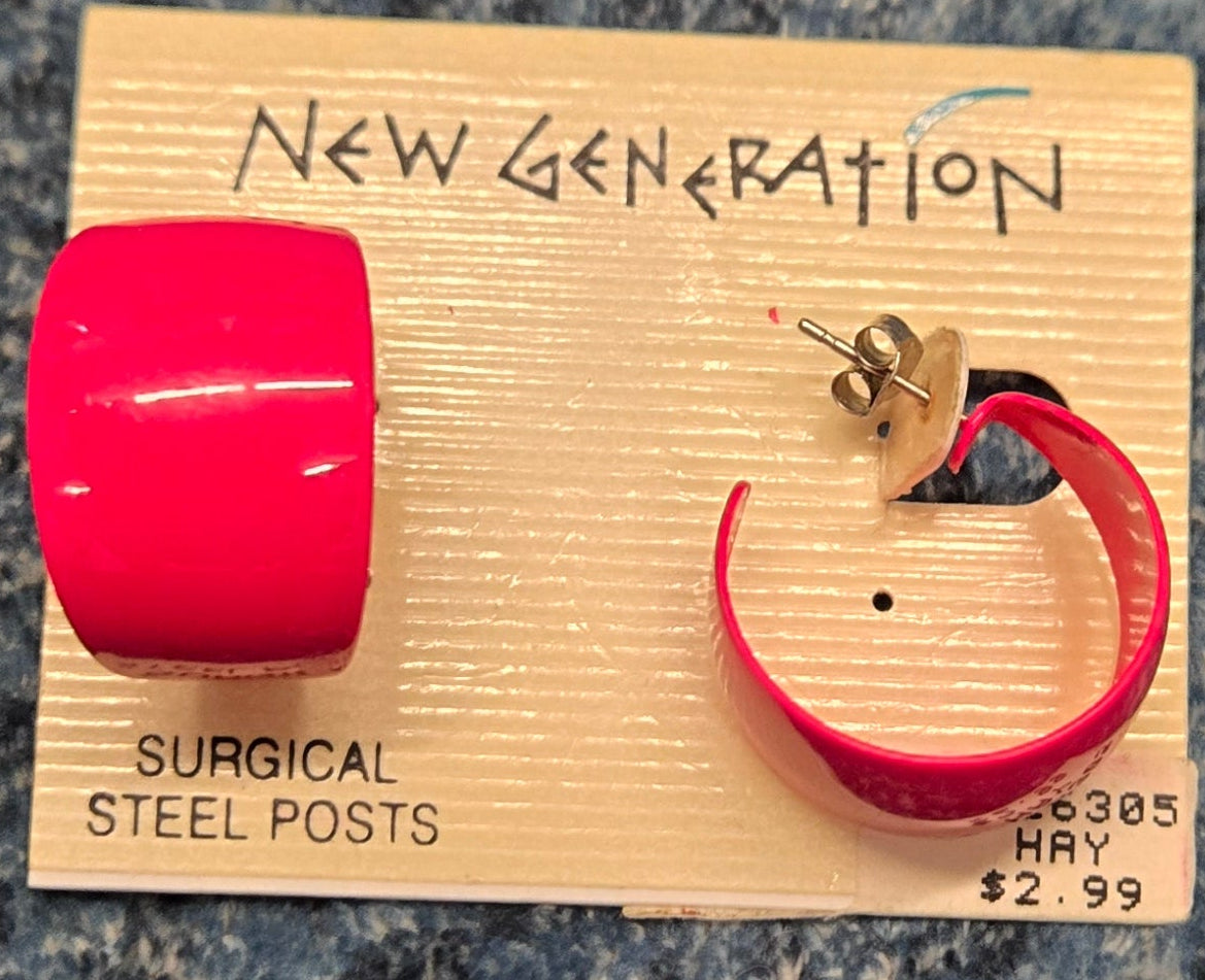 Hot Pink Metal Earrings