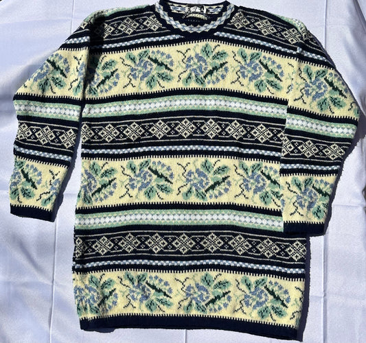 Fair Isle Floral Pattern Sweater