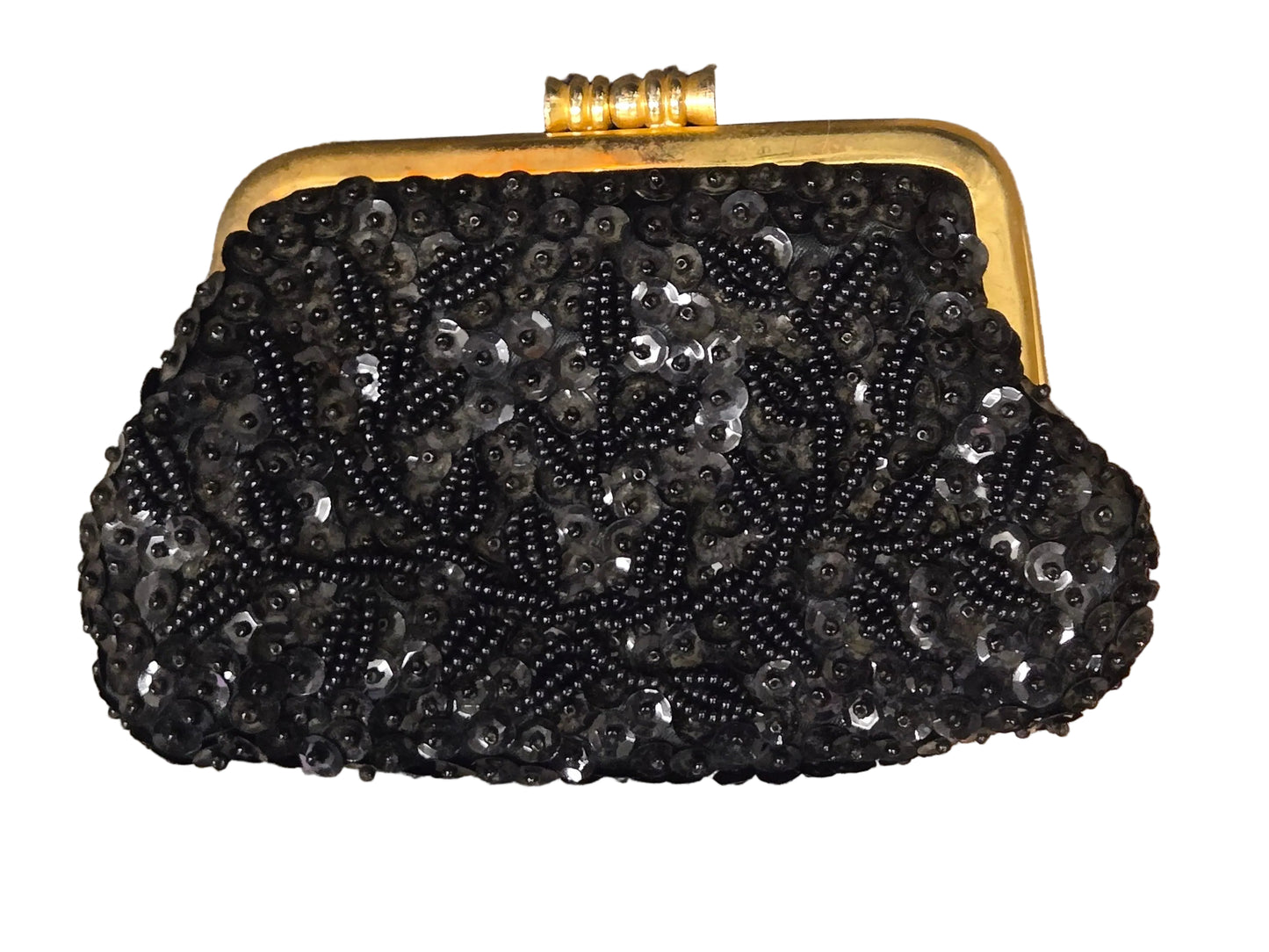 Black Vintage Sequin Coin Purse