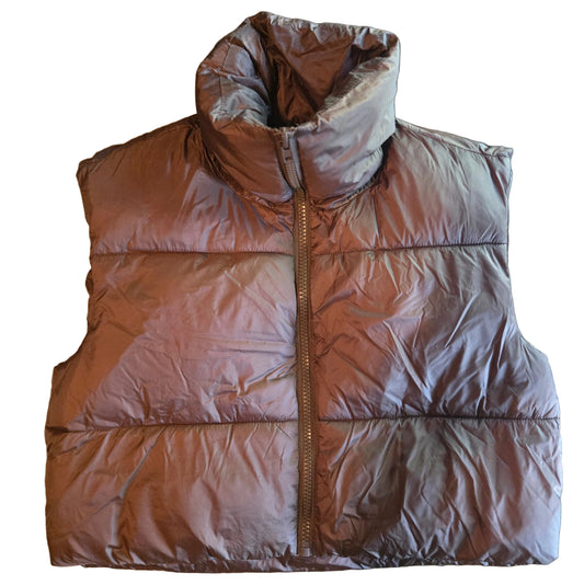 Brown Cropped Puffer Vest