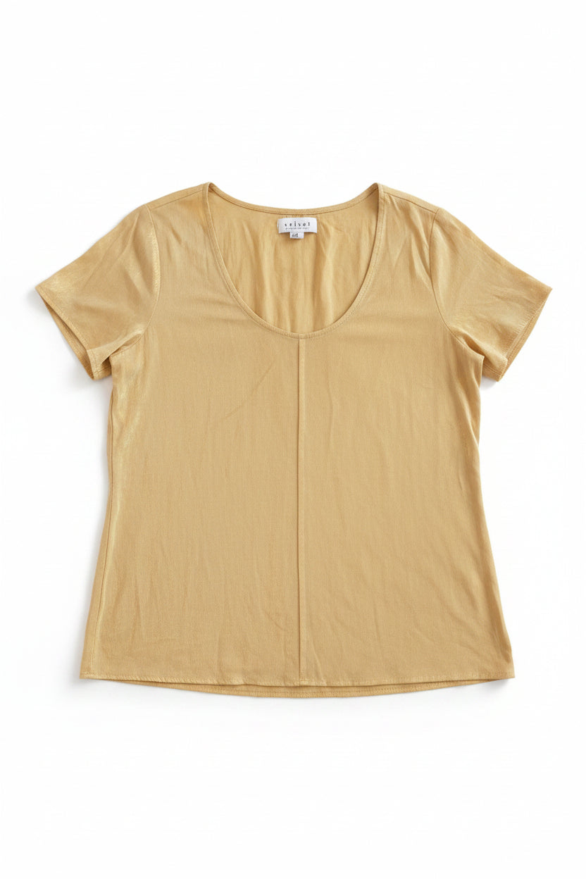 Yellow V-Neck Short Sleeve Top