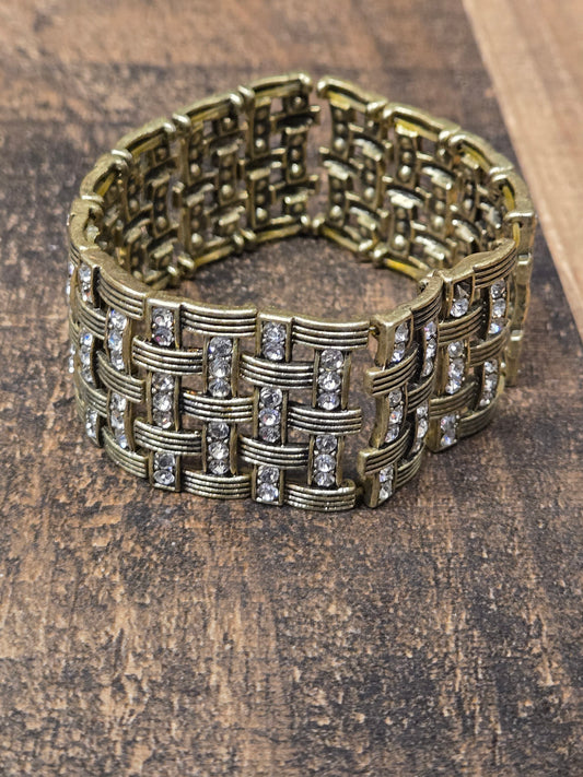 Metal and Rhinestone Cuff Bracelet