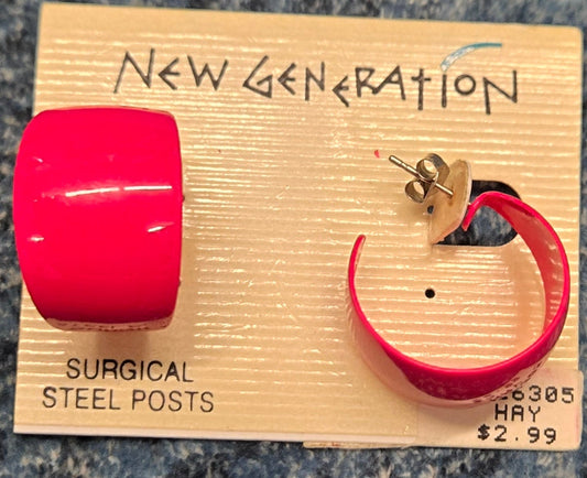 Hot Pink Metal Earrings