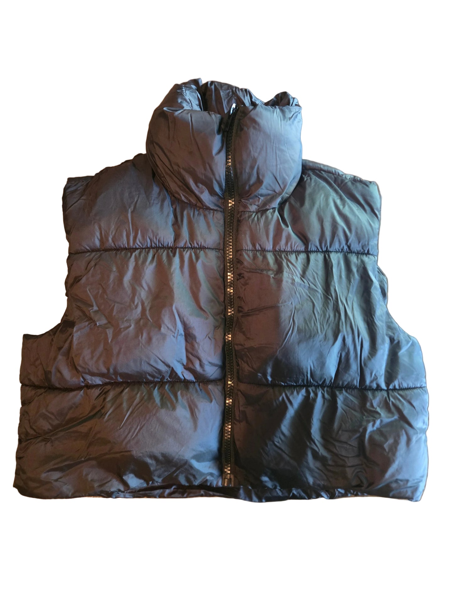 Black Cropped Puffer Vest