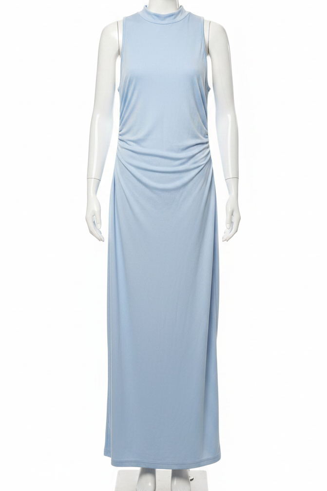 Baby Blue Ruched Maxi